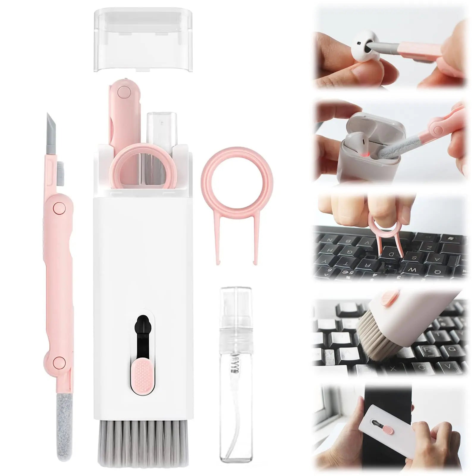 7In1 Computer Phone Cleaning Set for Laptop Keyboard Airpods Pro Ipad Phone Macbook Earbuds, Keyboard Cleaner Brush Kit