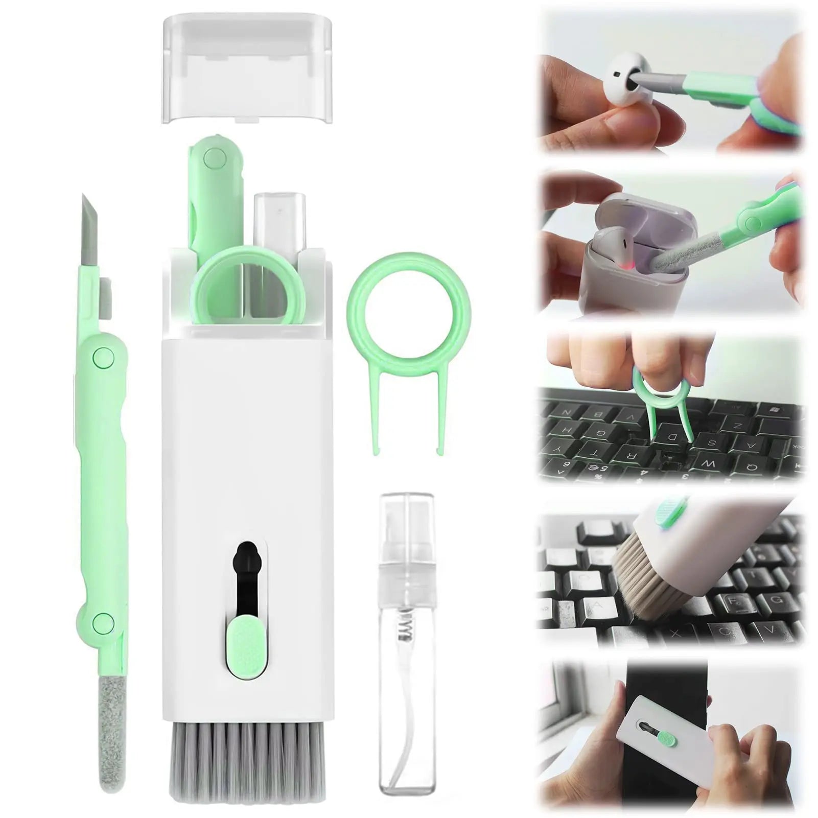 7In1 Computer Phone Cleaning Set for Laptop Keyboard Airpods Pro Ipad Phone Macbook Earbuds, Keyboard Cleaner Brush Kit