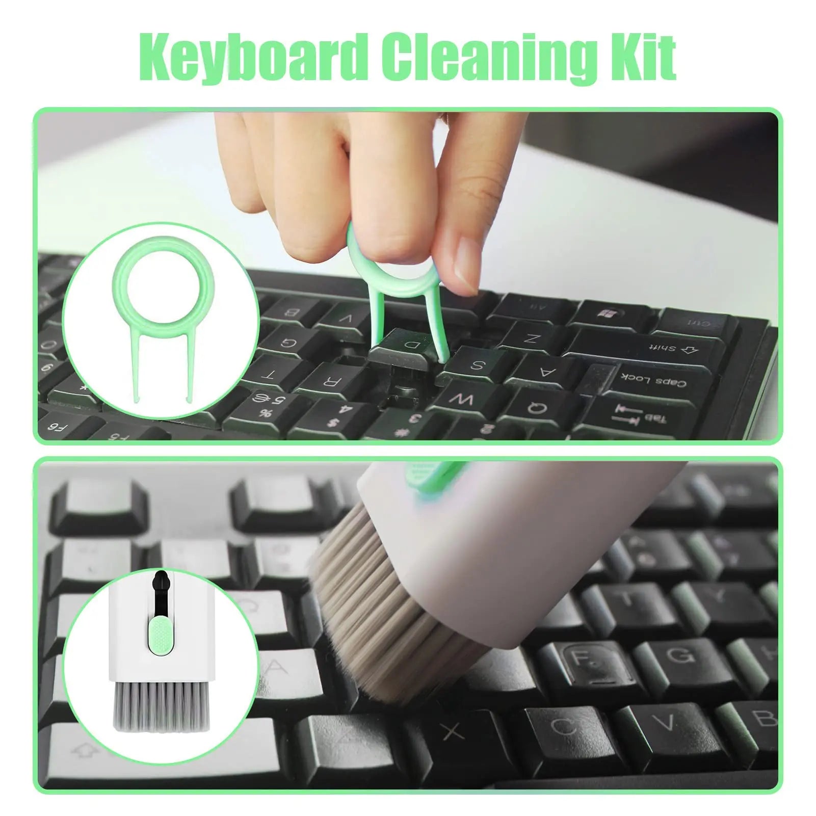 7In1 Computer Phone Cleaning Set for Laptop Keyboard Airpods Pro Ipad Phone Macbook Earbuds, Keyboard Cleaner Brush Kit