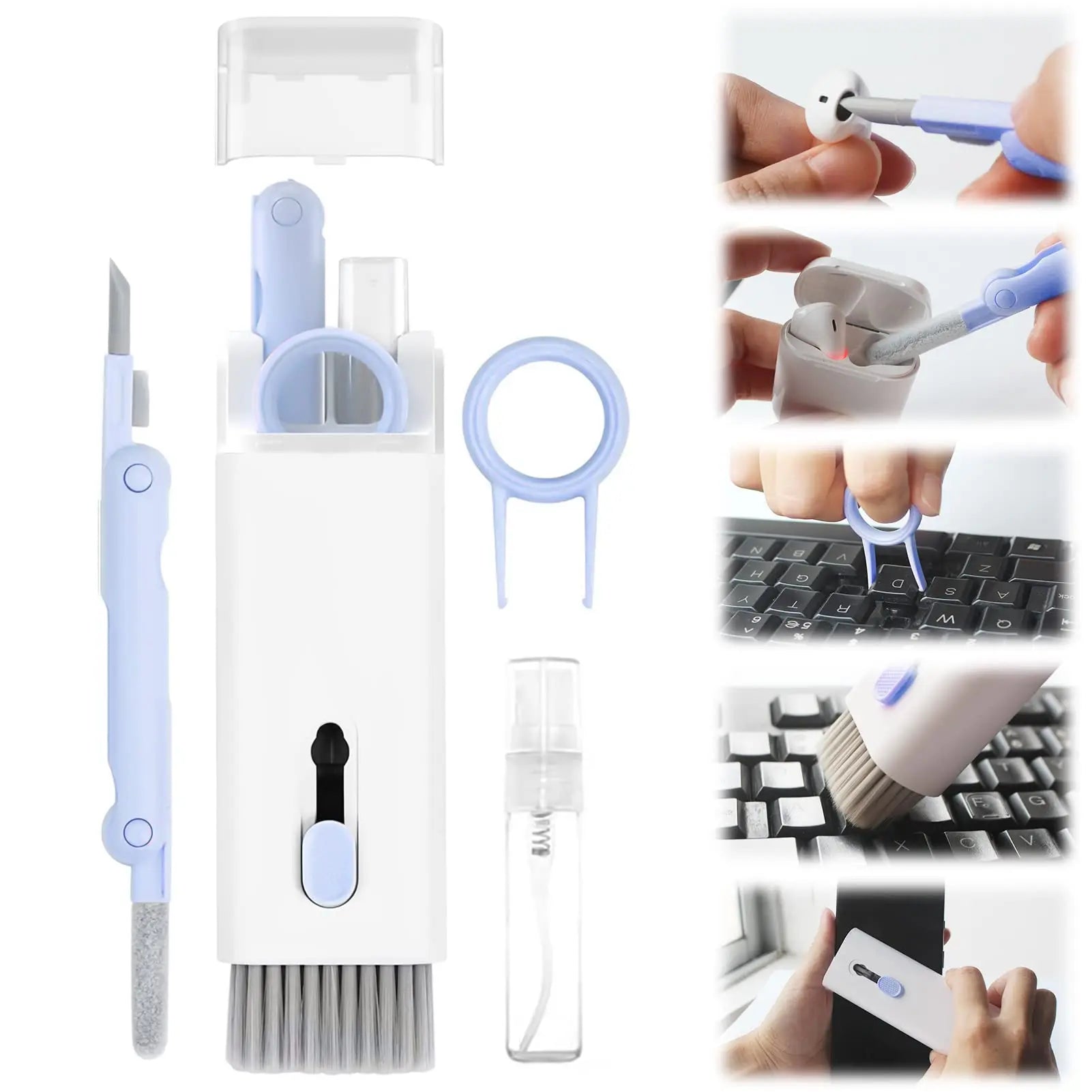 7In1 Computer Phone Cleaning Set for Laptop Keyboard Airpods Pro Ipad Phone Macbook Earbuds, Keyboard Cleaner Brush Kit